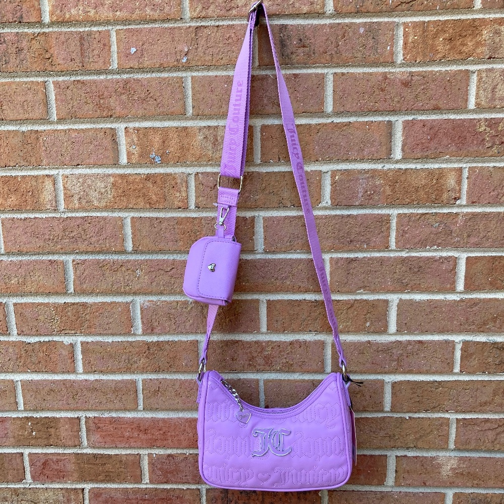 Juicy Couture Quilted Violet Tulle Handbag Crossbody Includes Change Purse - Picture 4 of 16